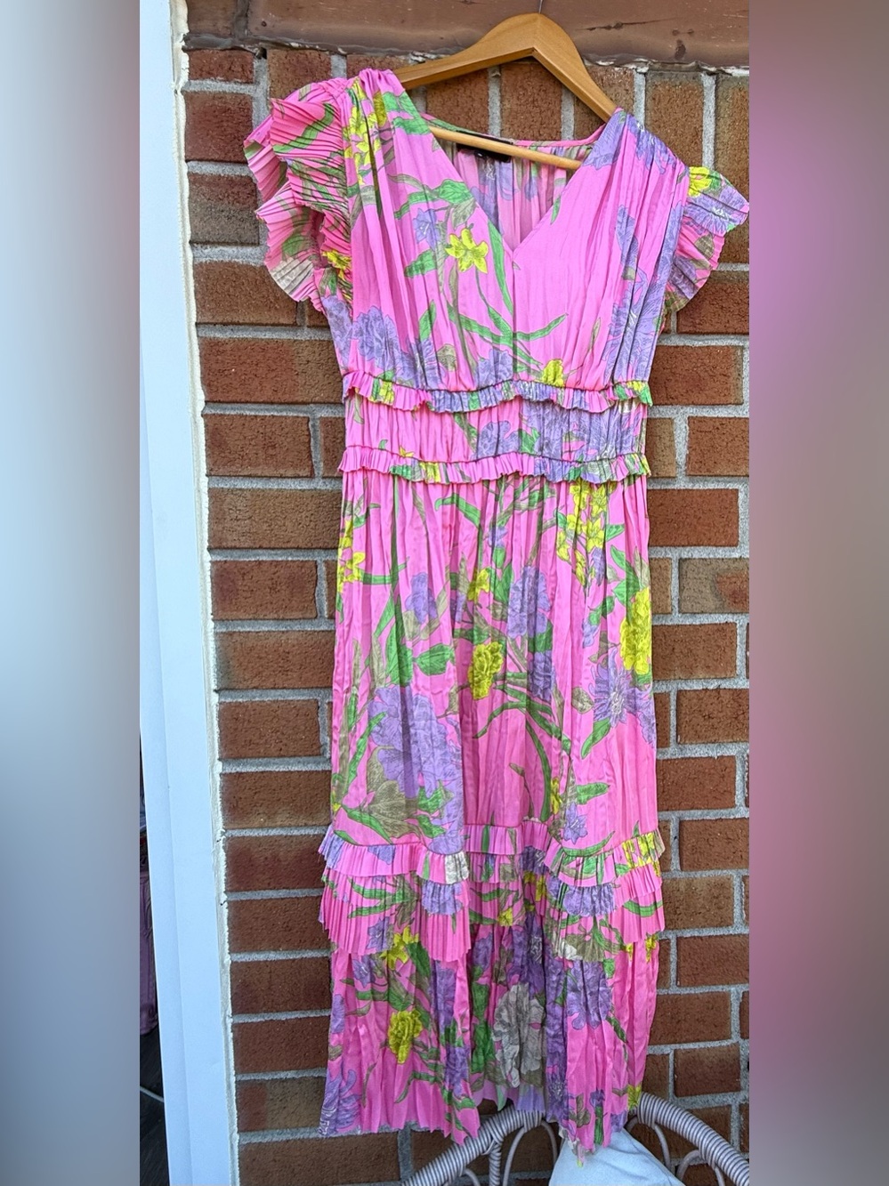 Avery Rayne Pink Floral Ruffled Tiered Dress